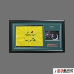 Golf flag frame for PGA Tour memorabilia